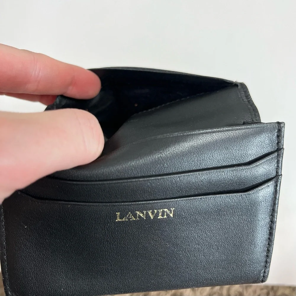 Lanvin Wallet Credit Card Black Bi-Fold Money Holder Leather Mens Billfold